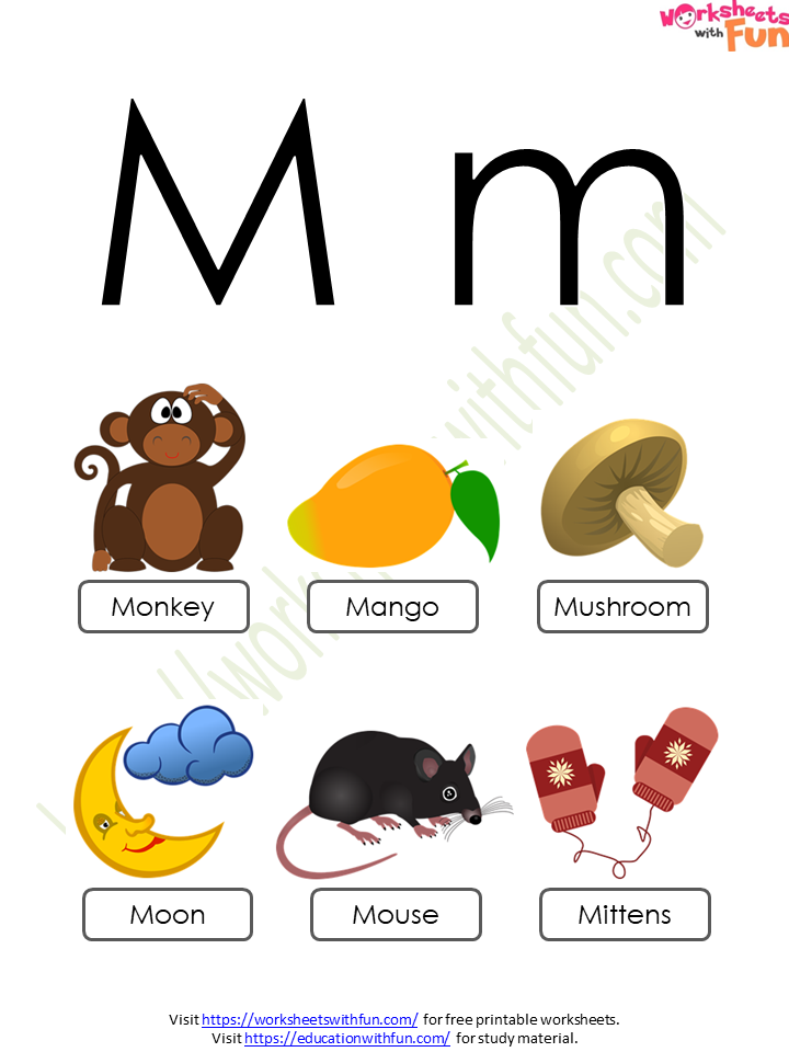 English Preschool Alphabet (Letter 'M') Concept